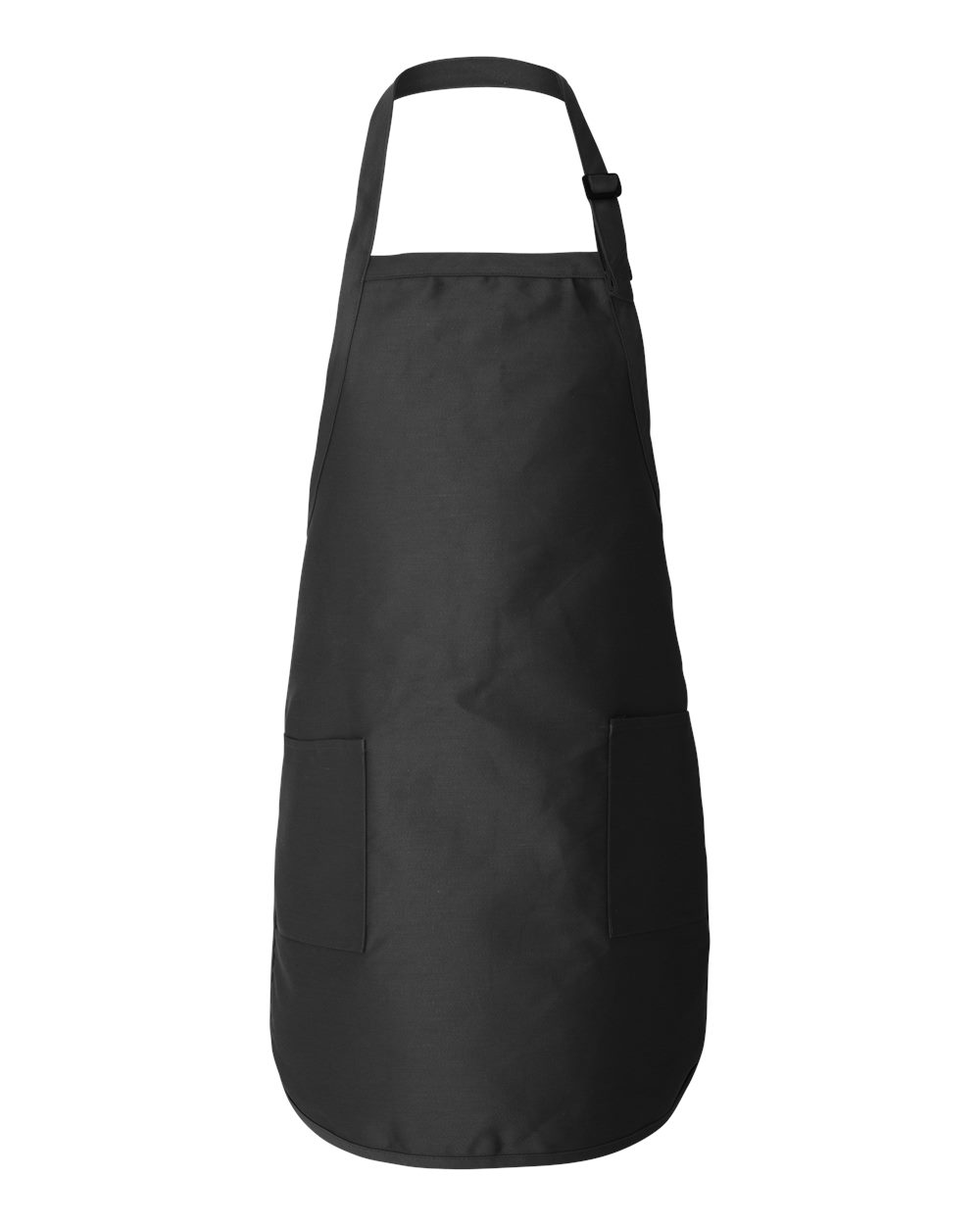 Front View of Black Full-Length Apron with Pockets - Q4350