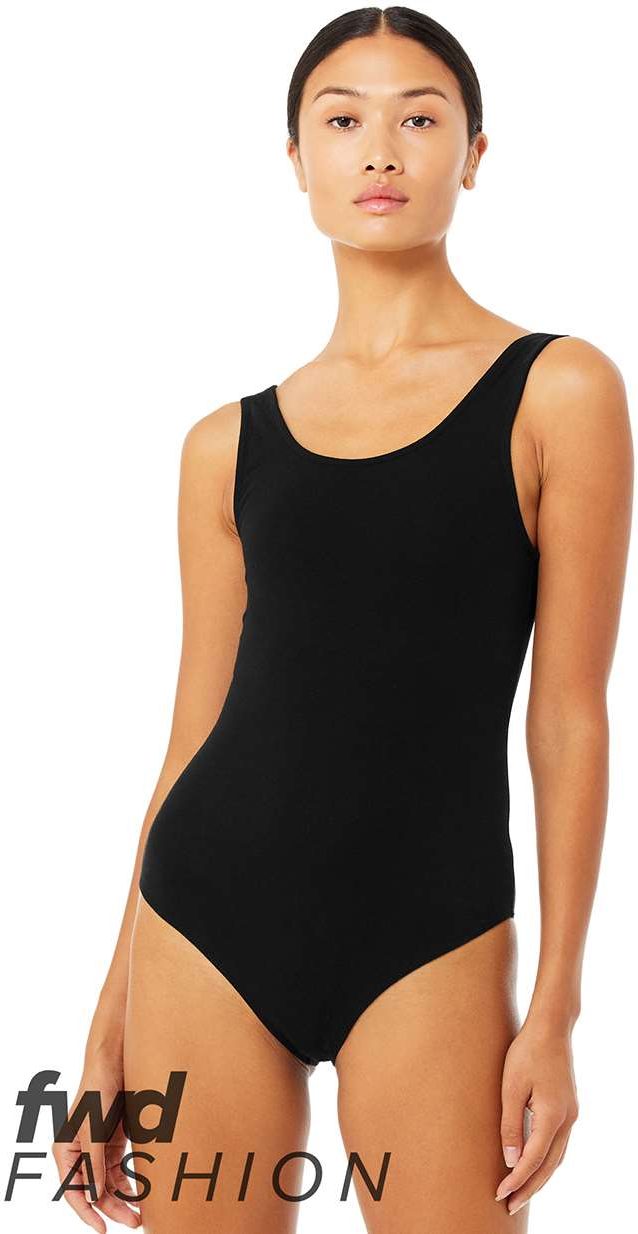 Front View of Black FWD Fashion Women's Bodysuit - 0990