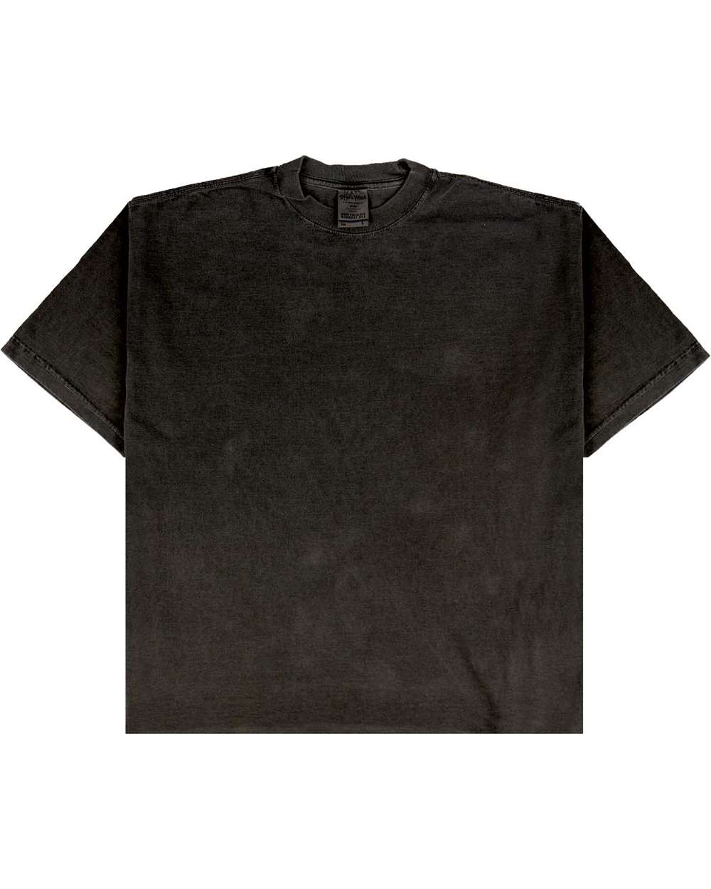 Front View of Black Garment-Dyed Drop-Shoulder T-Shirt - SHGDD