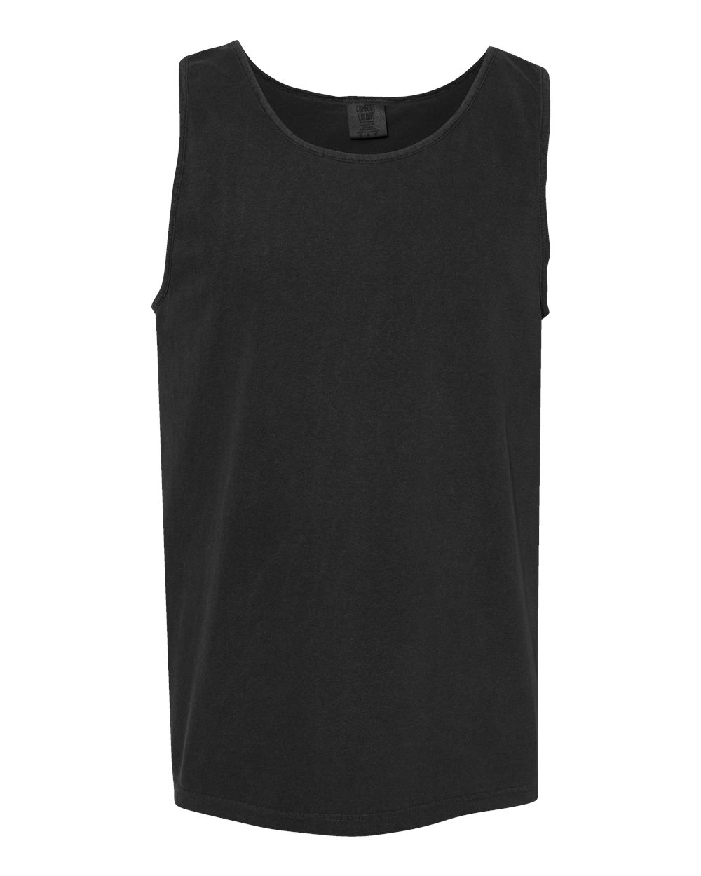 Front View of Black Garment-Dyed Heavyweight Tank Top - 9360