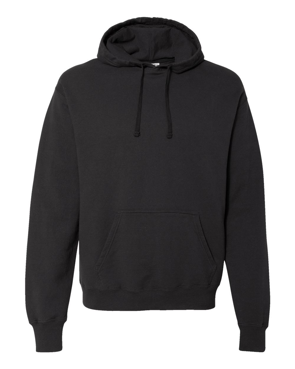 Front View of Black Garment-Dyed Hooded Sweatshirt - GDH450
