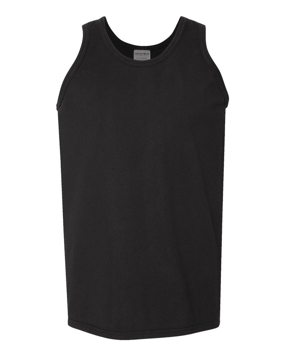 Front View of Black Garment-Dyed Unisex Tank Top - GDH300
