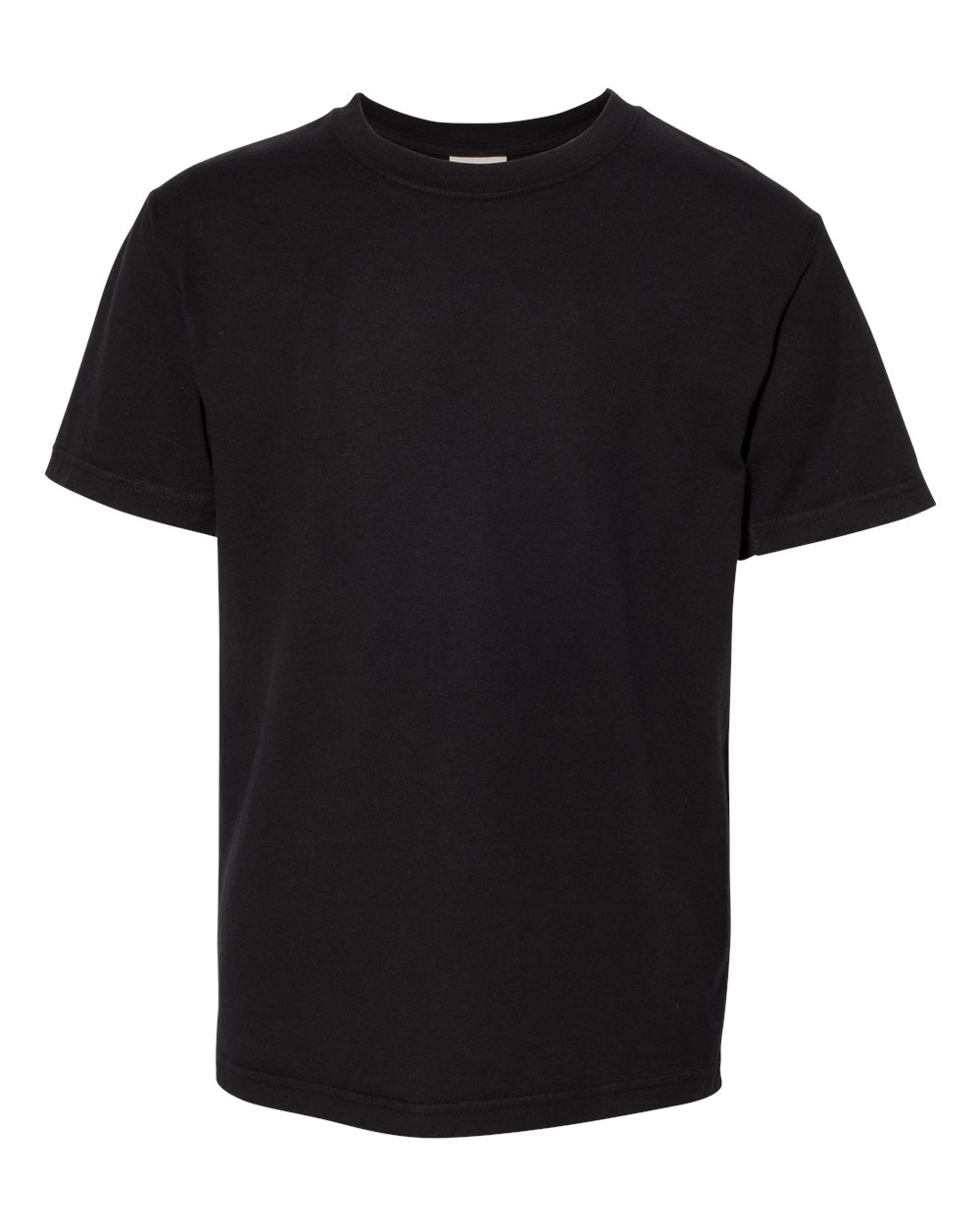 Front View of Black Garment-Dyed Youth T-Shirt - GDH175