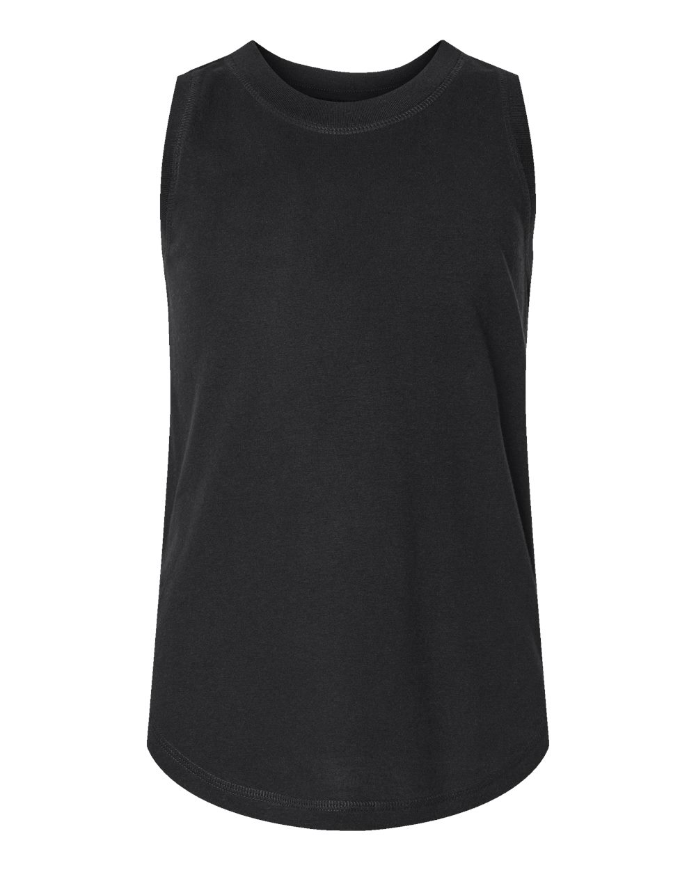 Front View of Black Girls' Relaxed Fine Jersey Tank - 2692