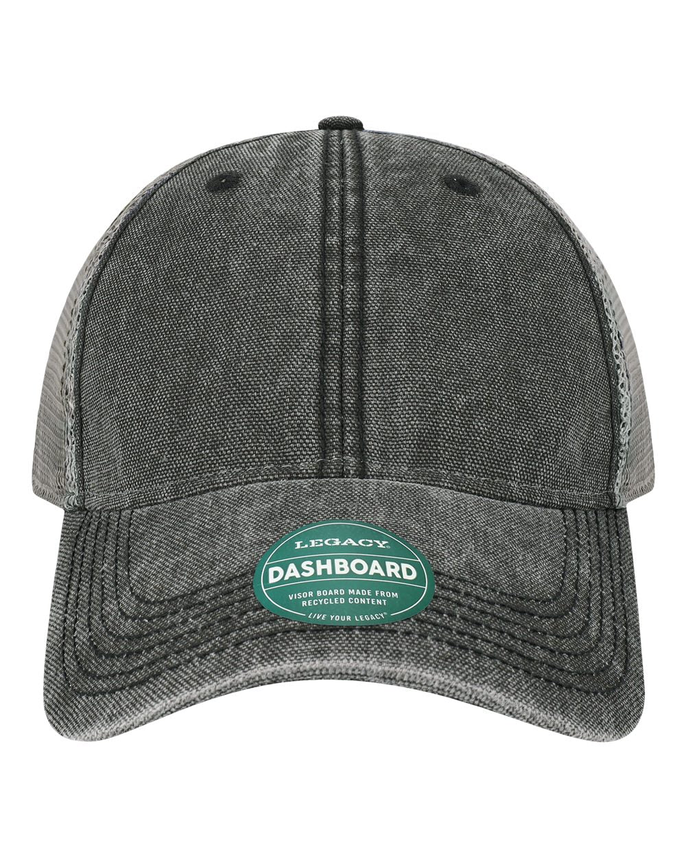 Front View of Black/ Grey Dashboard Trucker Cap - DTA