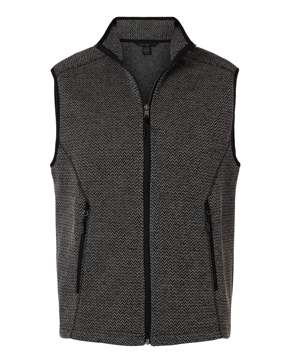 Front View of Black/ Grey Men's Jasper Jacquard Fleece Vest - NE731