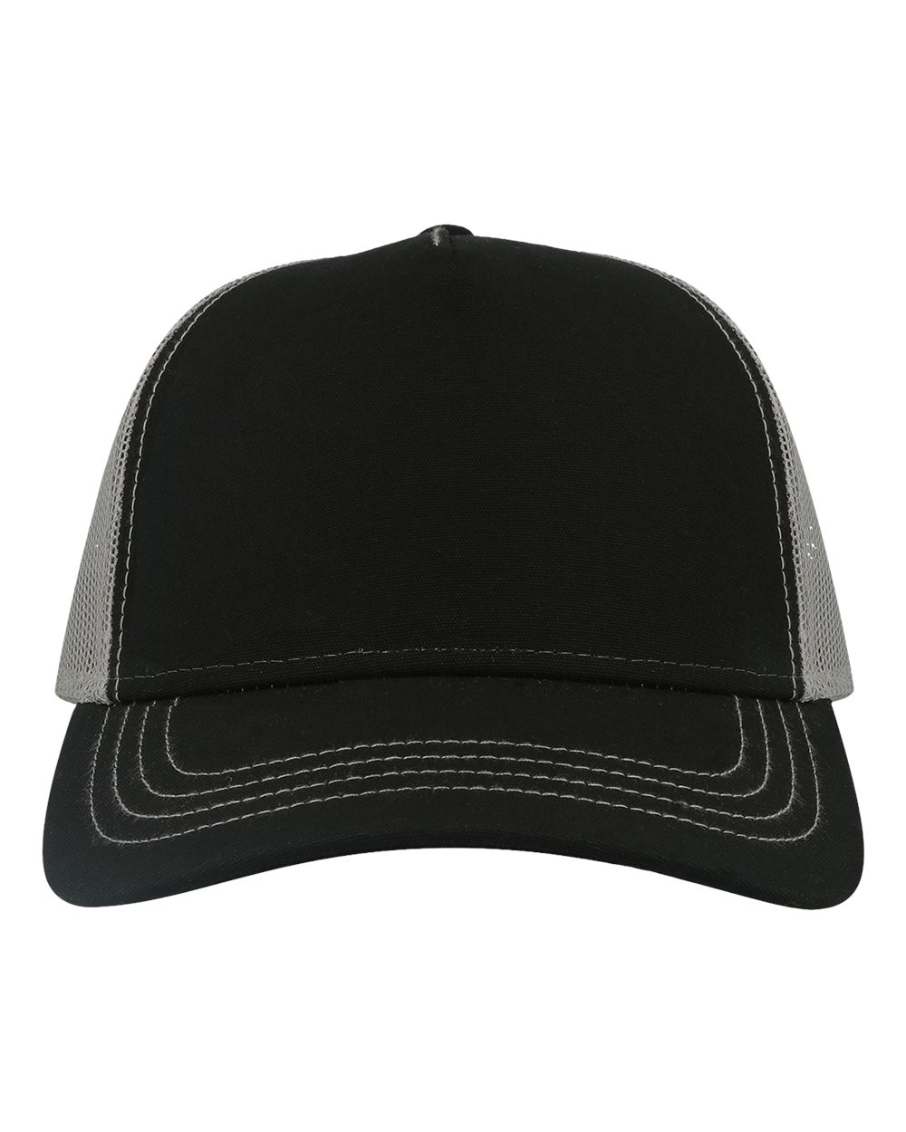 Front View of Black/ Grey Sustainable Canvas Cap - RAPPER