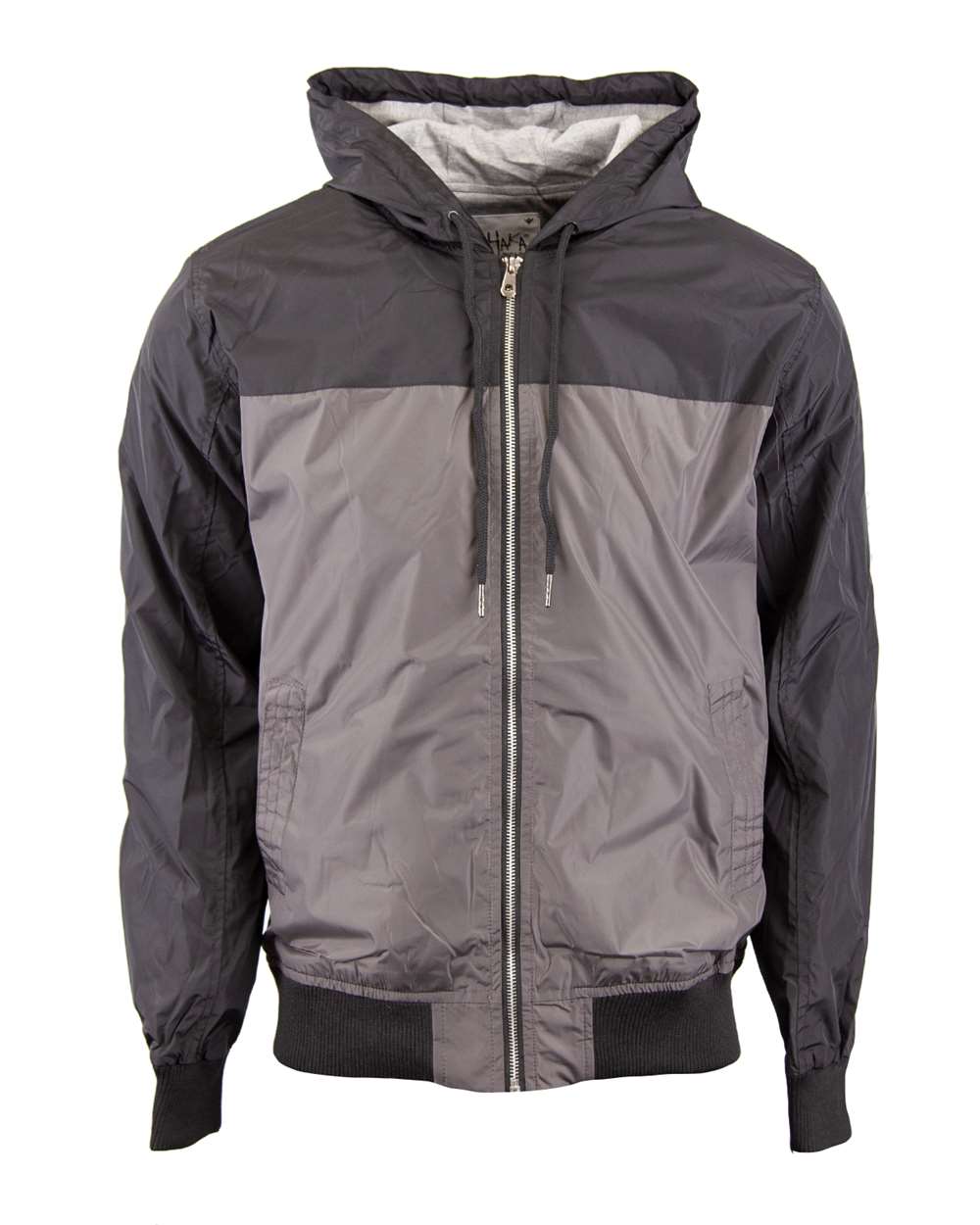 Front View of Black/ Grey Windbreaker Jacket - SHWBJ