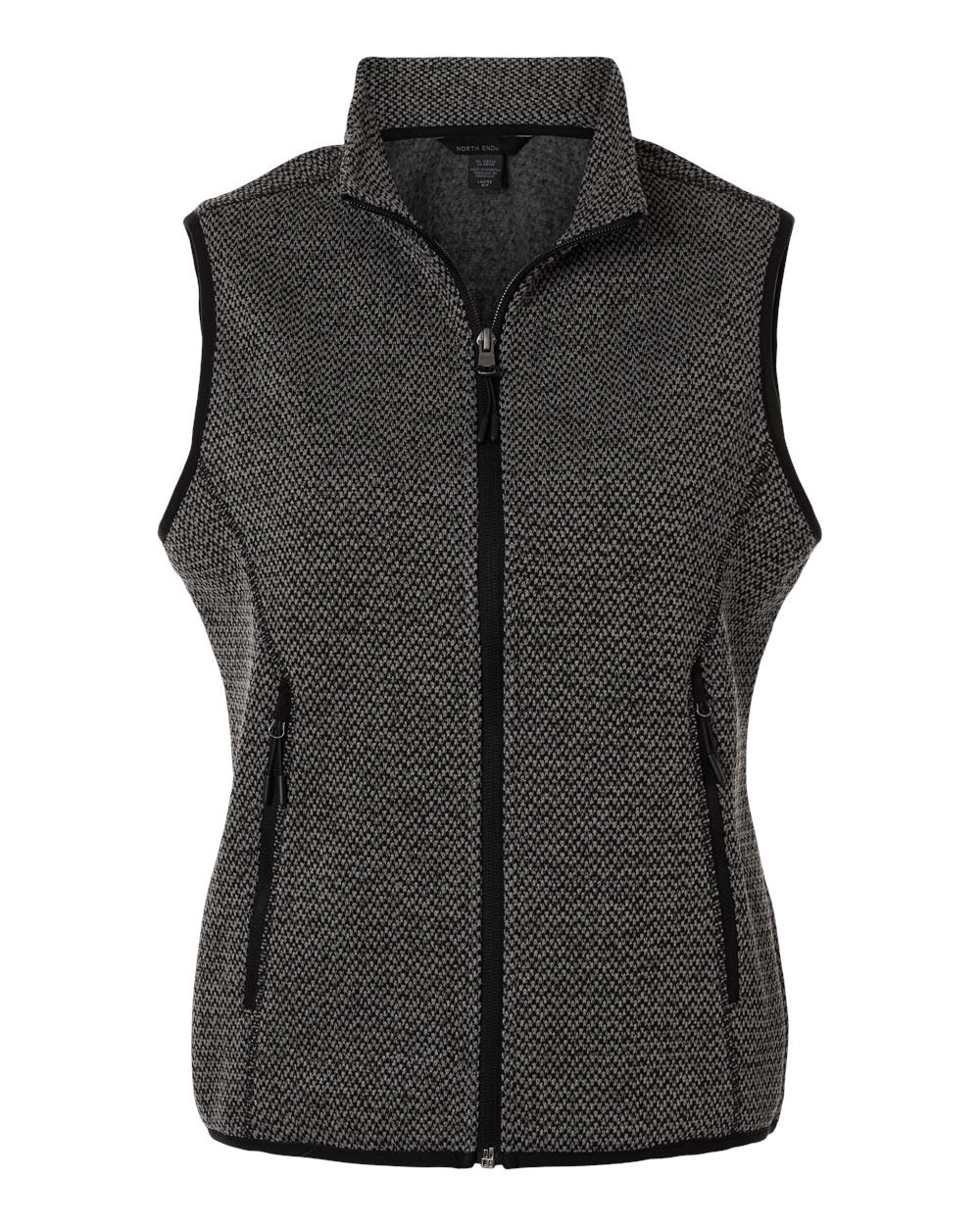 Front View of Black/ Grey Women's Jasper Jacquard Fleece Vest - NE731W