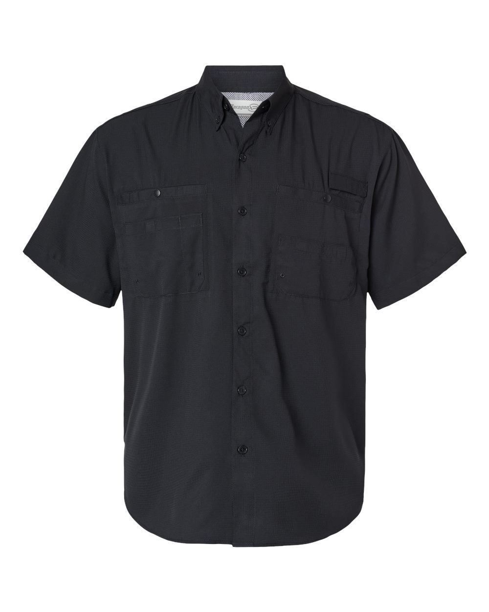Front View of Black Hatteras Performance Short Sleeve Fishing Shirt - 700