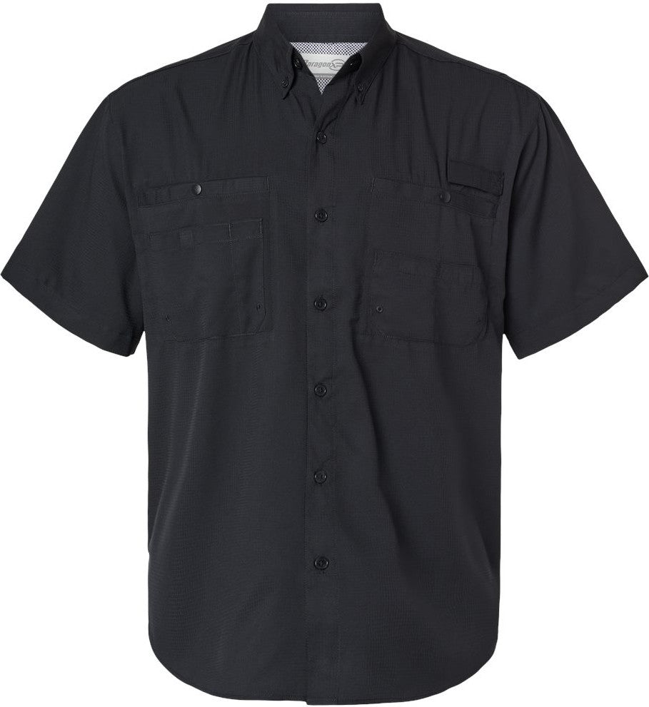 Front View of Black Hatteras Performance Short Sleeve Fishing Shirt - 700