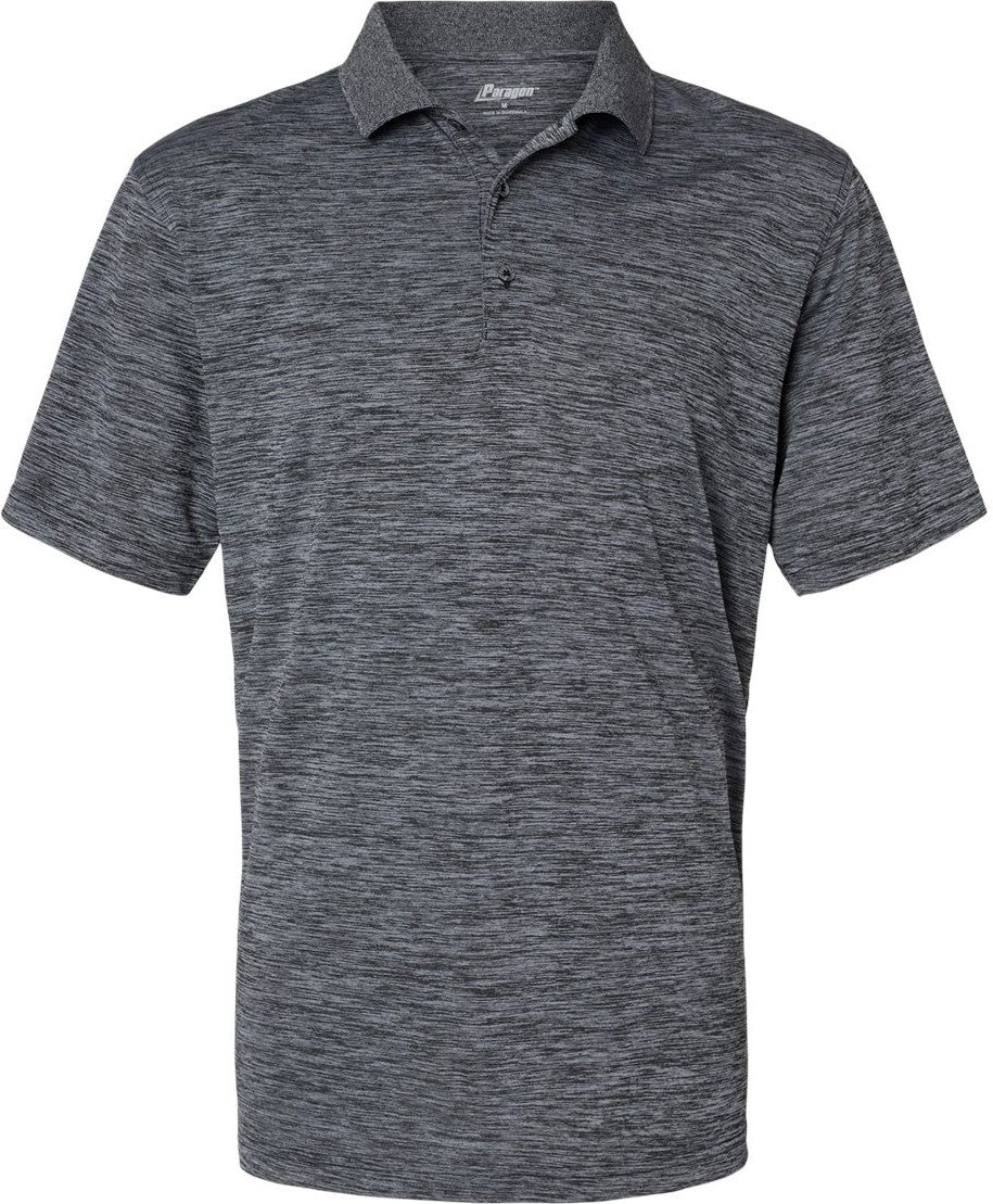 Front View of Black Heather Dakota Striated Heather Polo - 130