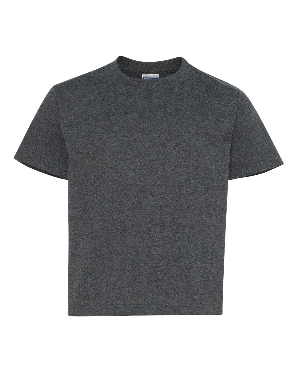 Front View of Black Heather Dri-Power® Youth 50/50 T-Shirt - 29BR
