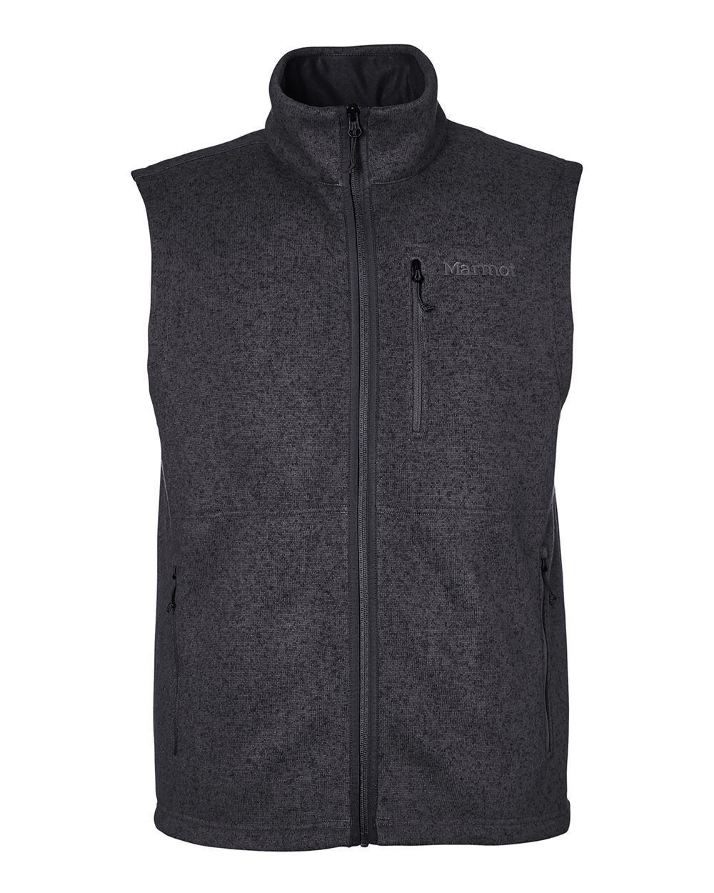 Front View of Black Heather Drop Line Vest - M16224