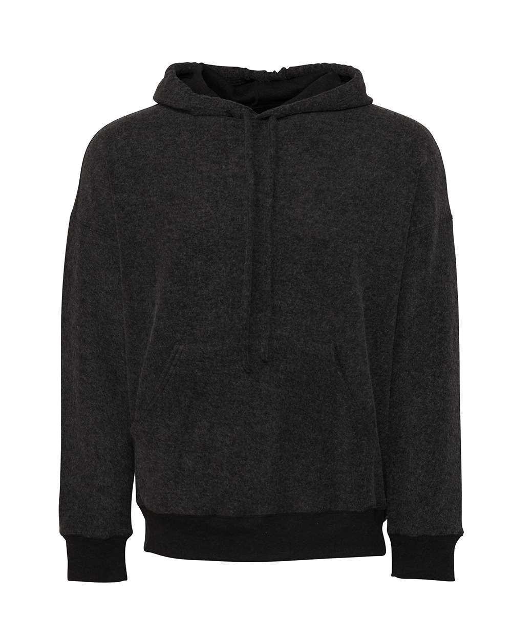 Front View of Black Heather FWD Fashion Sueded Fleece Hoodie - 3329
