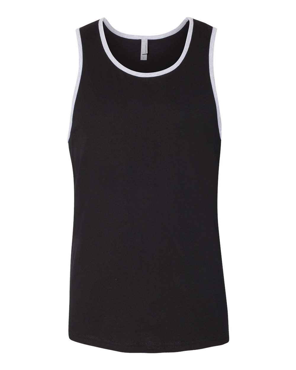 Front View of Black/ Heather Grey Cotton Muscle Tank - 3633