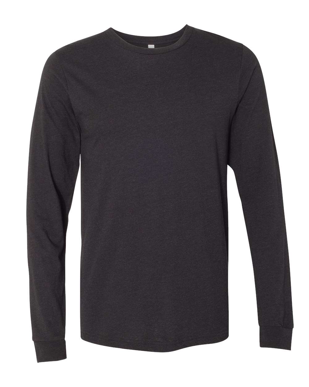 Front View of Black Heather Heather CVC Long Sleeve Tee - 3501CVC
