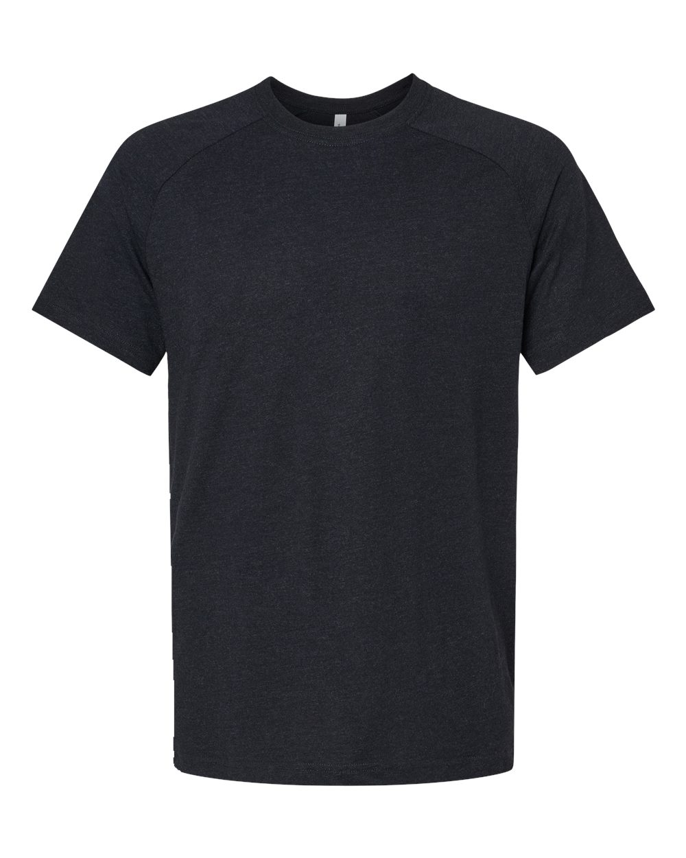 Front View of Black Heather Heather CVC Raglan Tee - 3201
