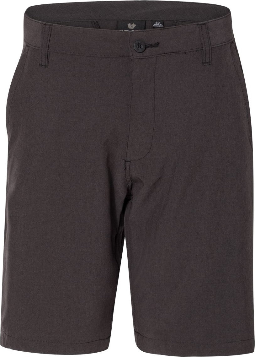 Front View of Black Heather Hybrid Stretch Shorts - 9820