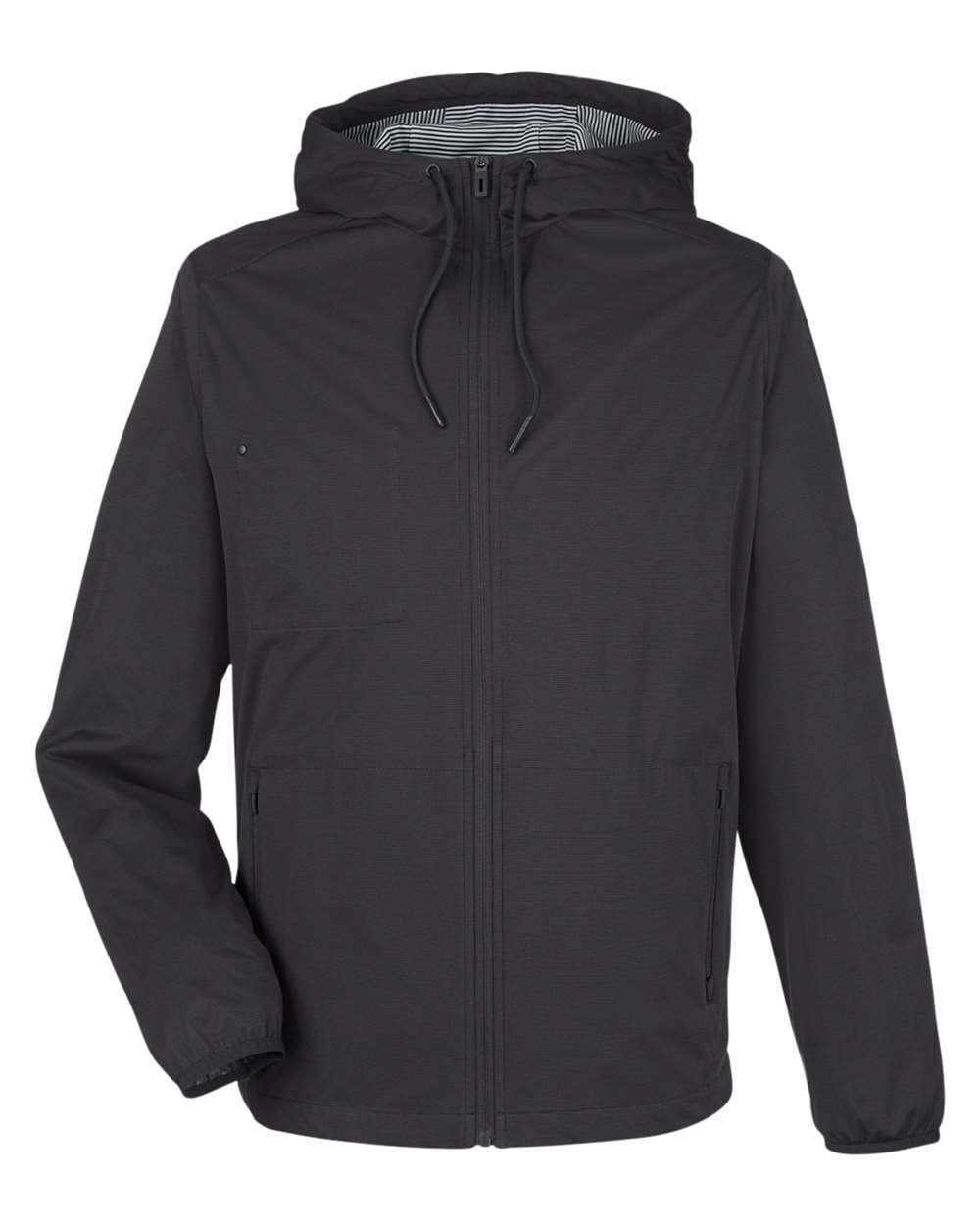 Front View of Black Heather Men's Network Lightweight Jacket - NE75