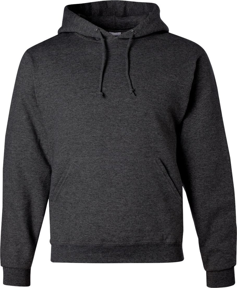 Front View of Black Heather NuBlend® Hooded Sweatshirt - 996MR