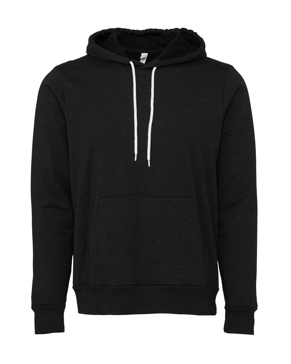 Front View of Black Heather Sponge Fleece Hoodie - 3719