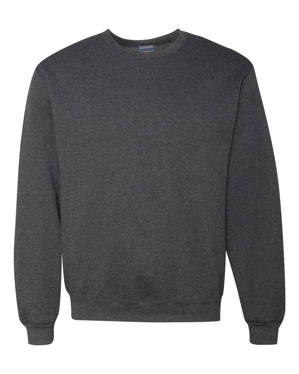 Front View of Black Heather Super Sweats NuBlend® Crewneck Sweatshirt - 4662MR