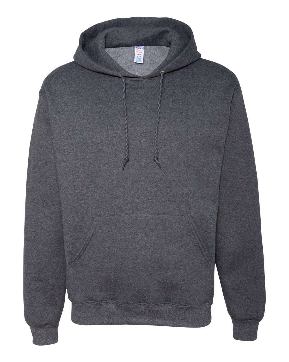 Front View of Black Heather Super Sweats NuBlend® Hooded Sweatshirt - 4997MR
