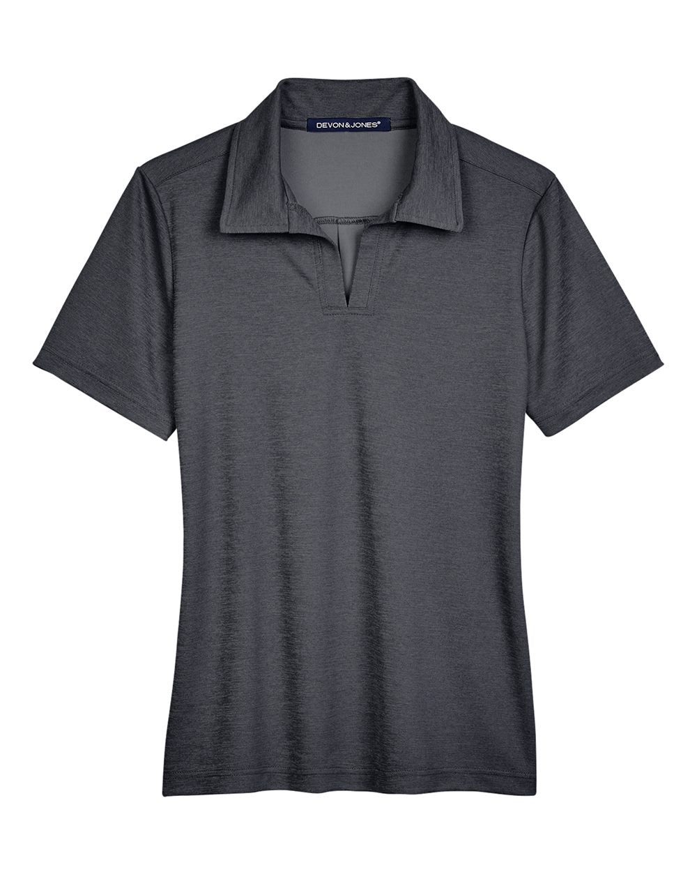 Front View of Black Heather Women's CrownLux Performance® Address Melange Polo - DG22W
