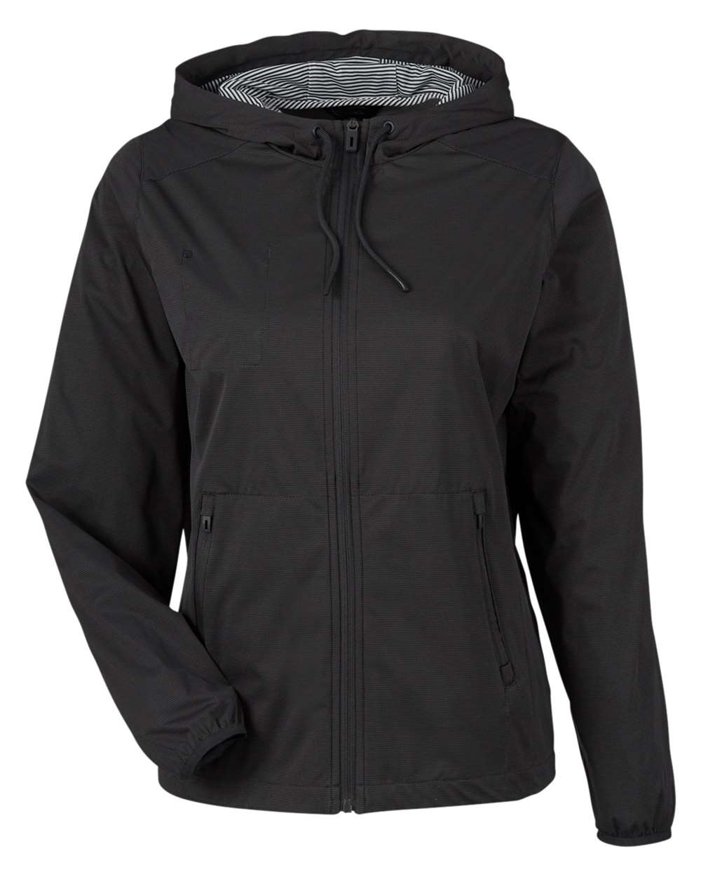 Front View of Black Heather Women's Network Lightweight Jacket - NE75W