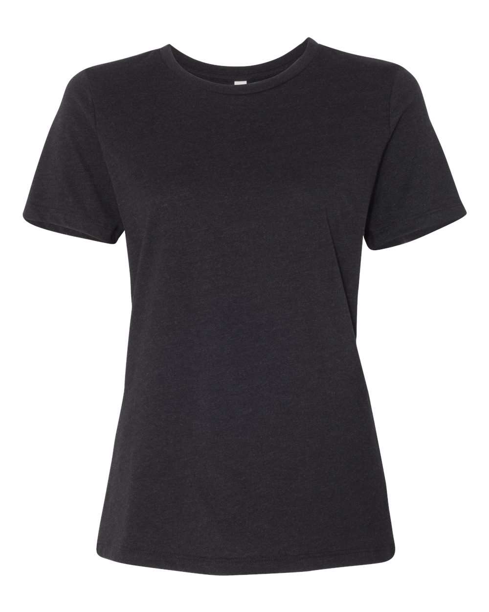 Front View of Black Heather Women’s Relaxed Fit Heather CVC Tee - 6400CVC