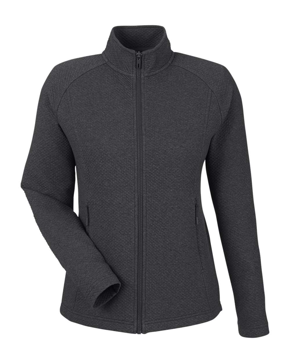 Front View of Black Heather Women's Spirit Textured Full-Zip - NE727W