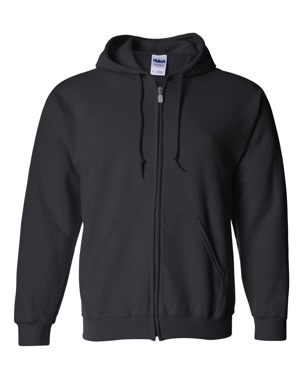 Front View of Black Heavy Blend™ Full-Zip Hooded Sweatshirt - 18600