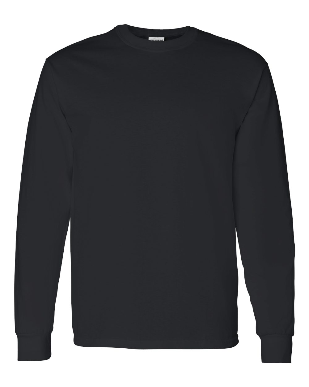 Front View of Black Heavy Cotton™ Long Sleeve T-Shirt - 5400