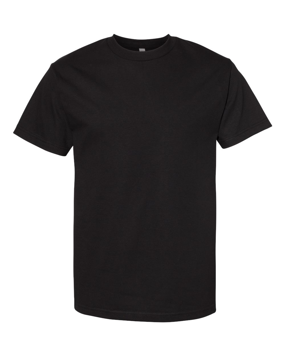 Front View of Black Heavyweight Cotton Tee - 1301