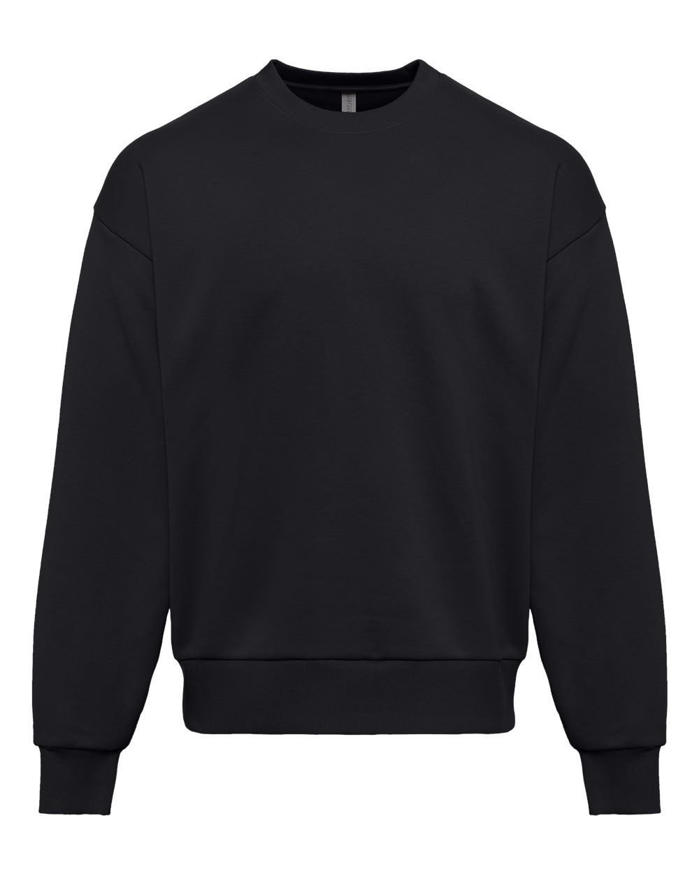 Front View of Black Heavyweight Crewneck Sweatshirt - 9007