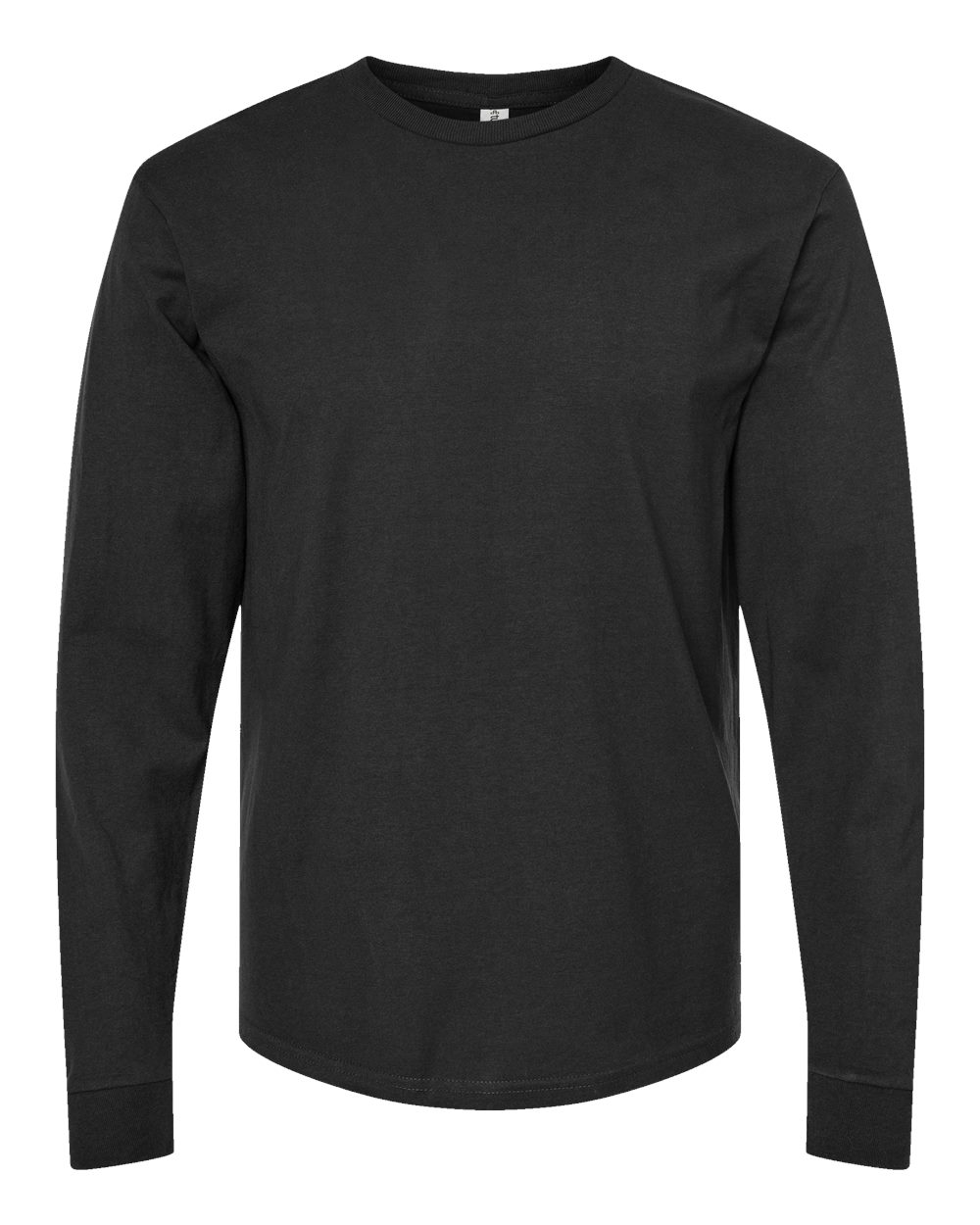 Front View of Black Heavyweight Jersey Long Sleeve T-Shirt - 291