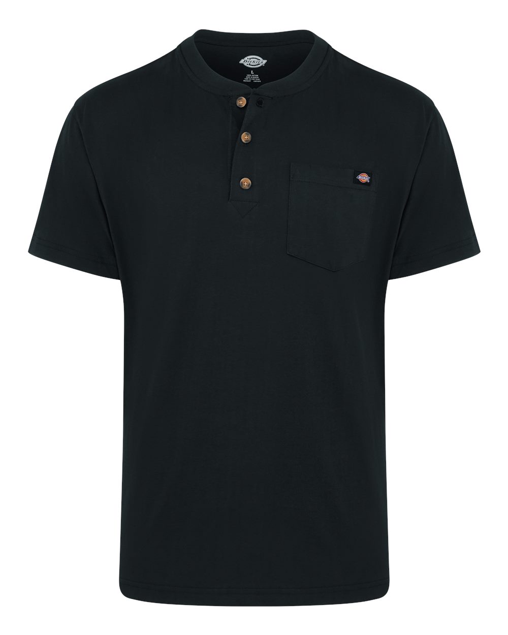 Front View of Black Heavyweight Traditional Short Sleeve Henley - Tall Sizes - WS51T