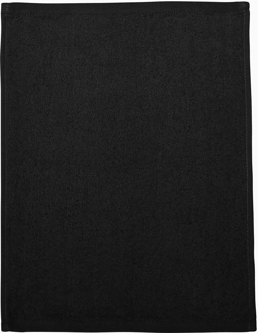 Front View of Black Hemmed Fingertip Towel - T600