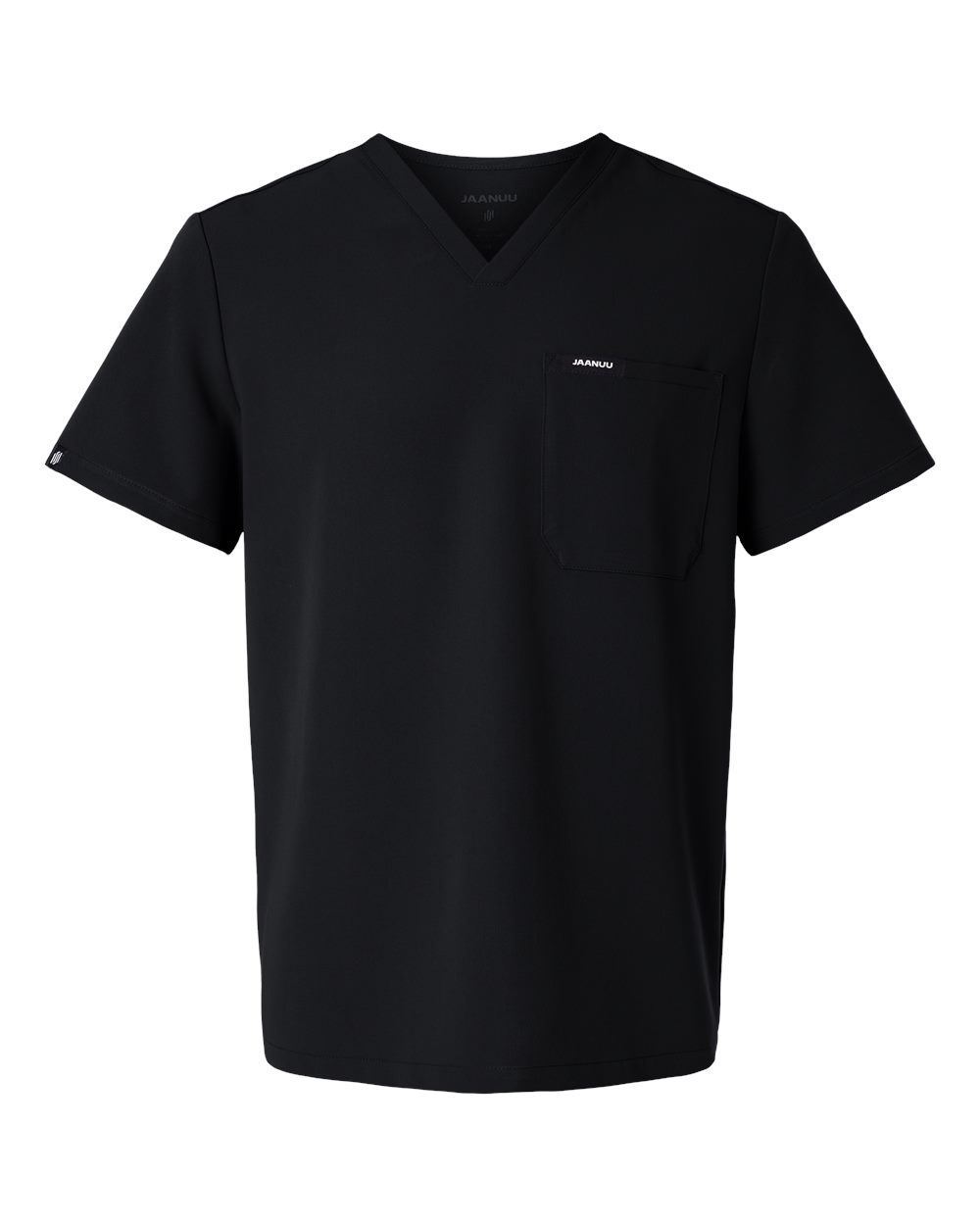 Front View of Black Holmes Everyday 1-Pocket Scrub V-Neck Top - M10001