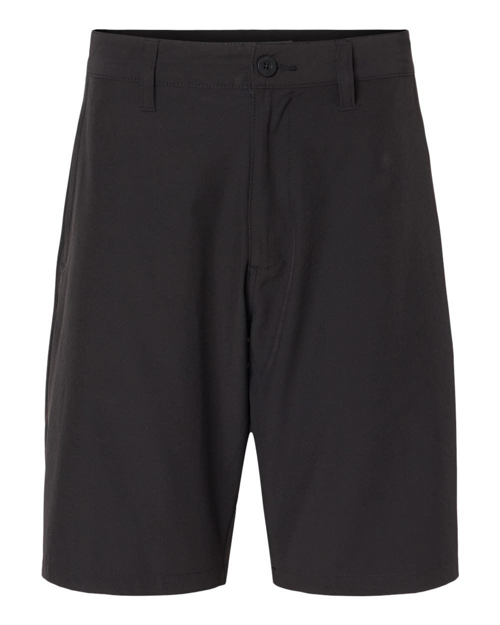 Front View of Black Hybrid Stretch Shorts - 9820