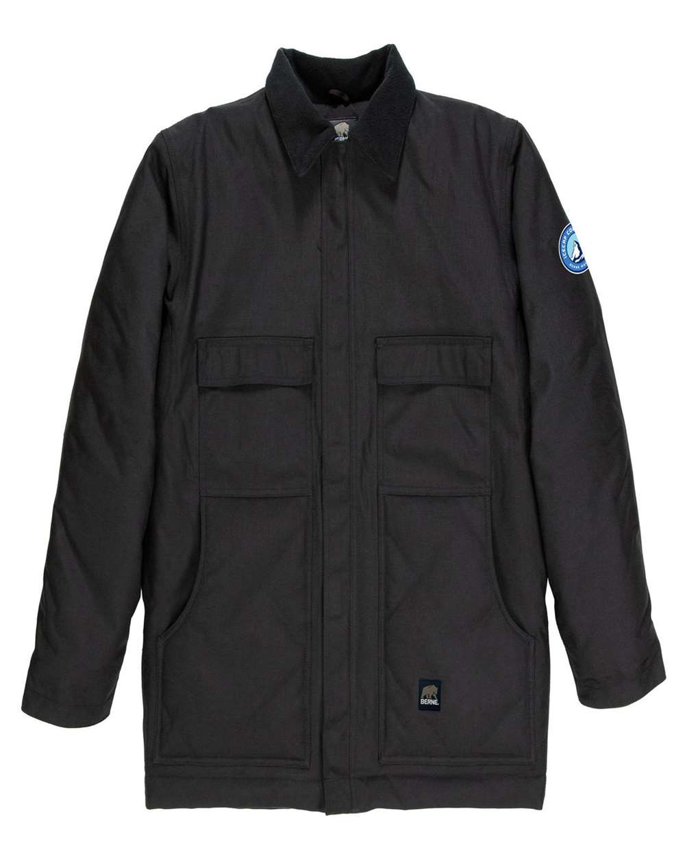 Front View of Black Icecap Tall Insulated Chore Coat - NCH377T