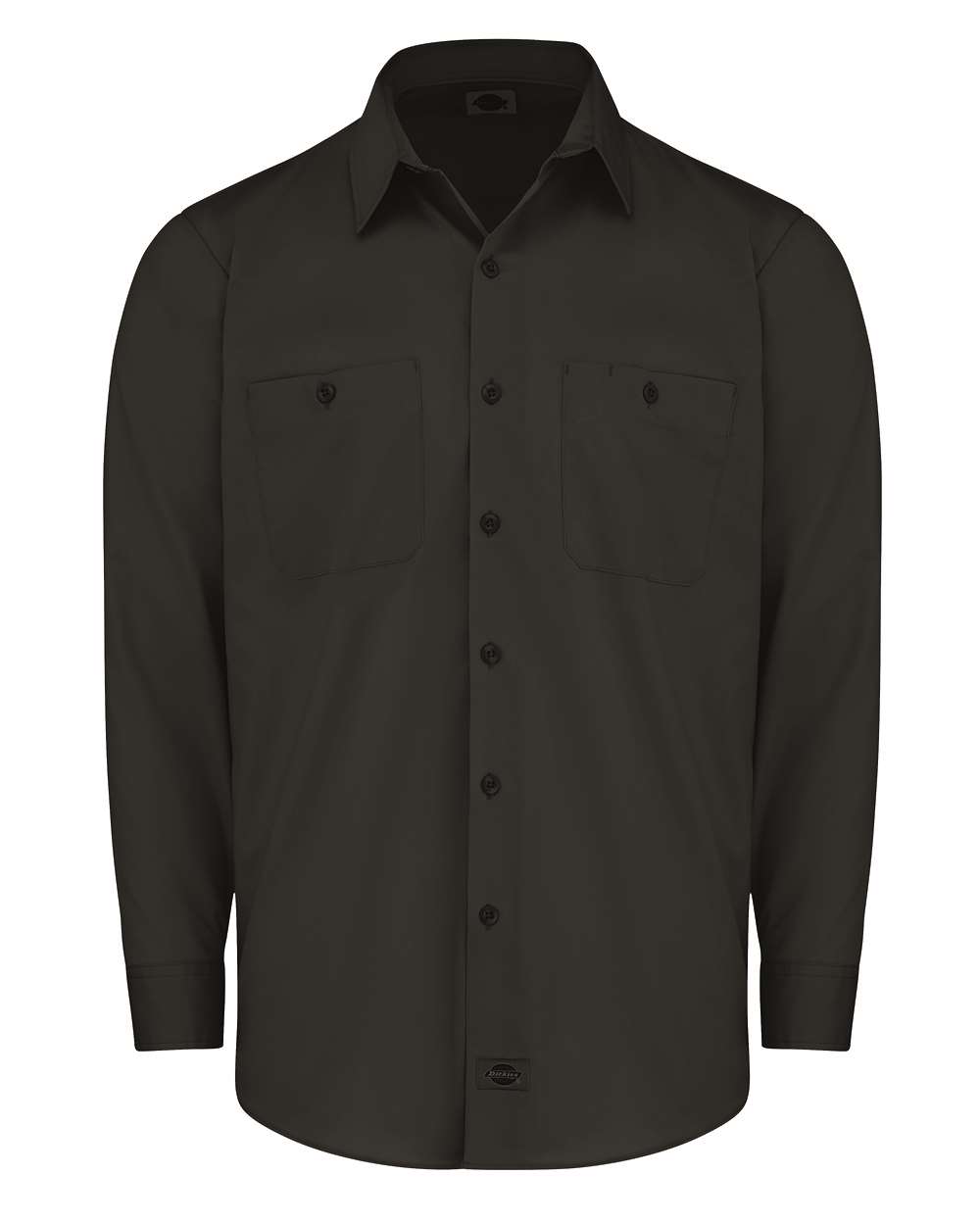 Front View of Black Industrial Worktech Ventilated Long Sleeve Work Shirt - Tall Sizes - LL51T