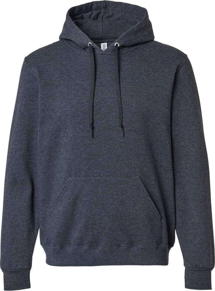 Front View of Black Ink Heather Eco™ Premium Blend Ring-Spun Hooded Sweatshirt - 700MR