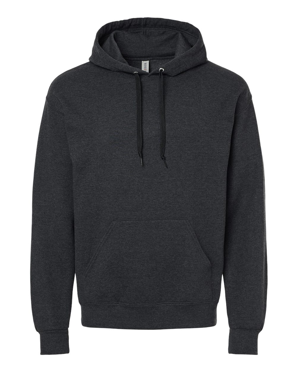 Front View of Black Ink Heather Ultimate CVC Hooded Sweatshirt - IC49MR