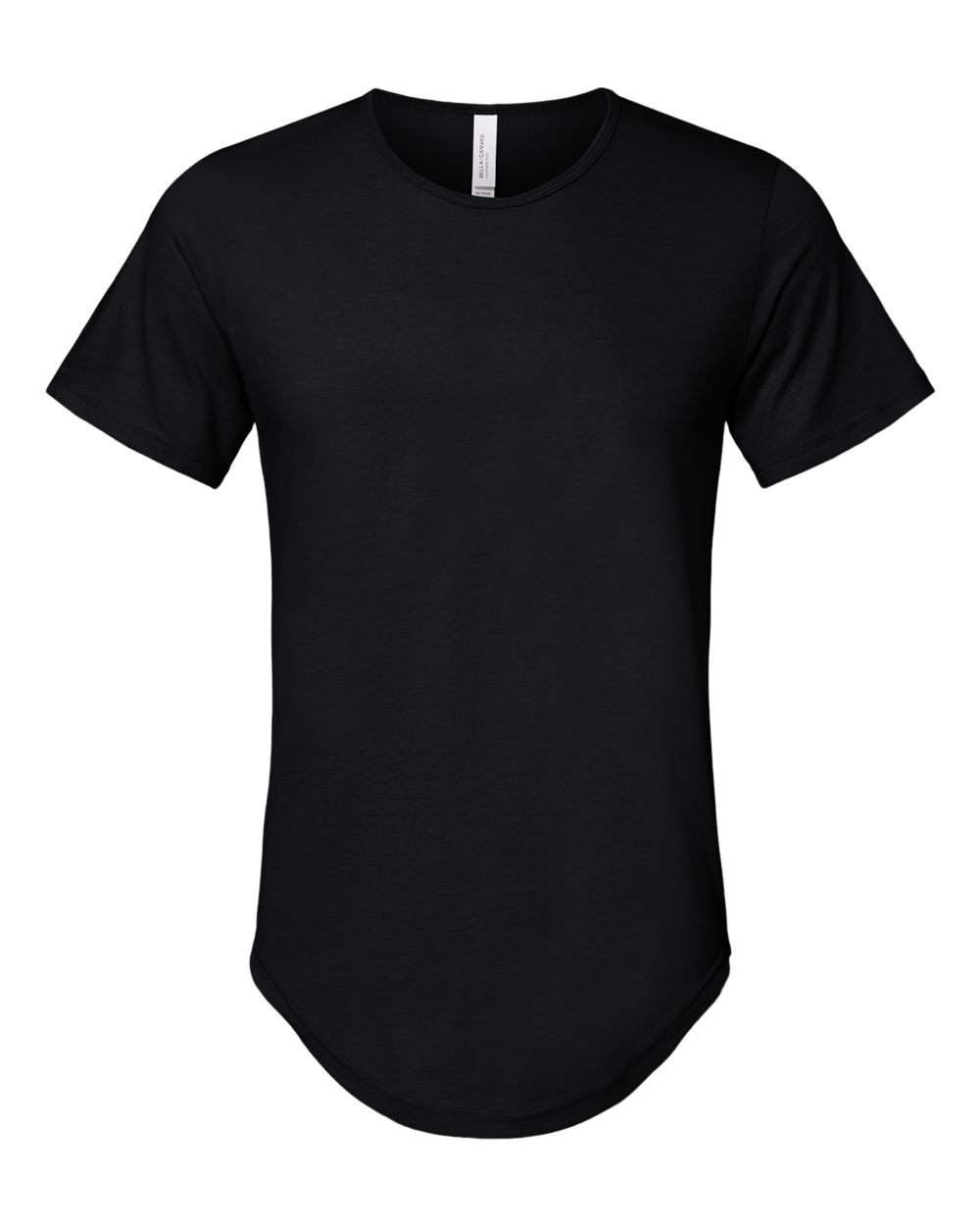 Front View of Black Jersey Curved Hem Tee - 3003