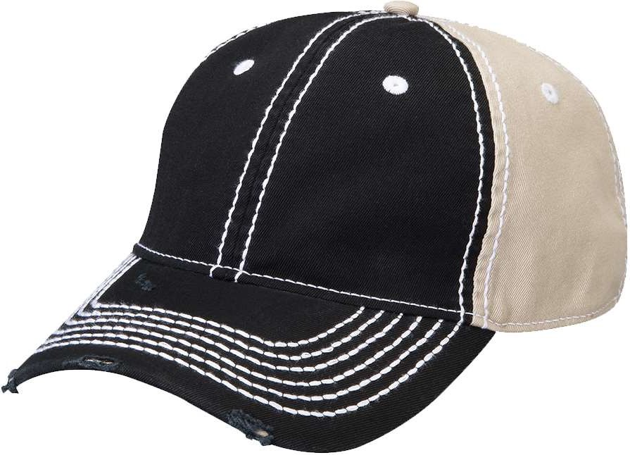 Front View of Black/ Khaki Rambler Cap - RM102