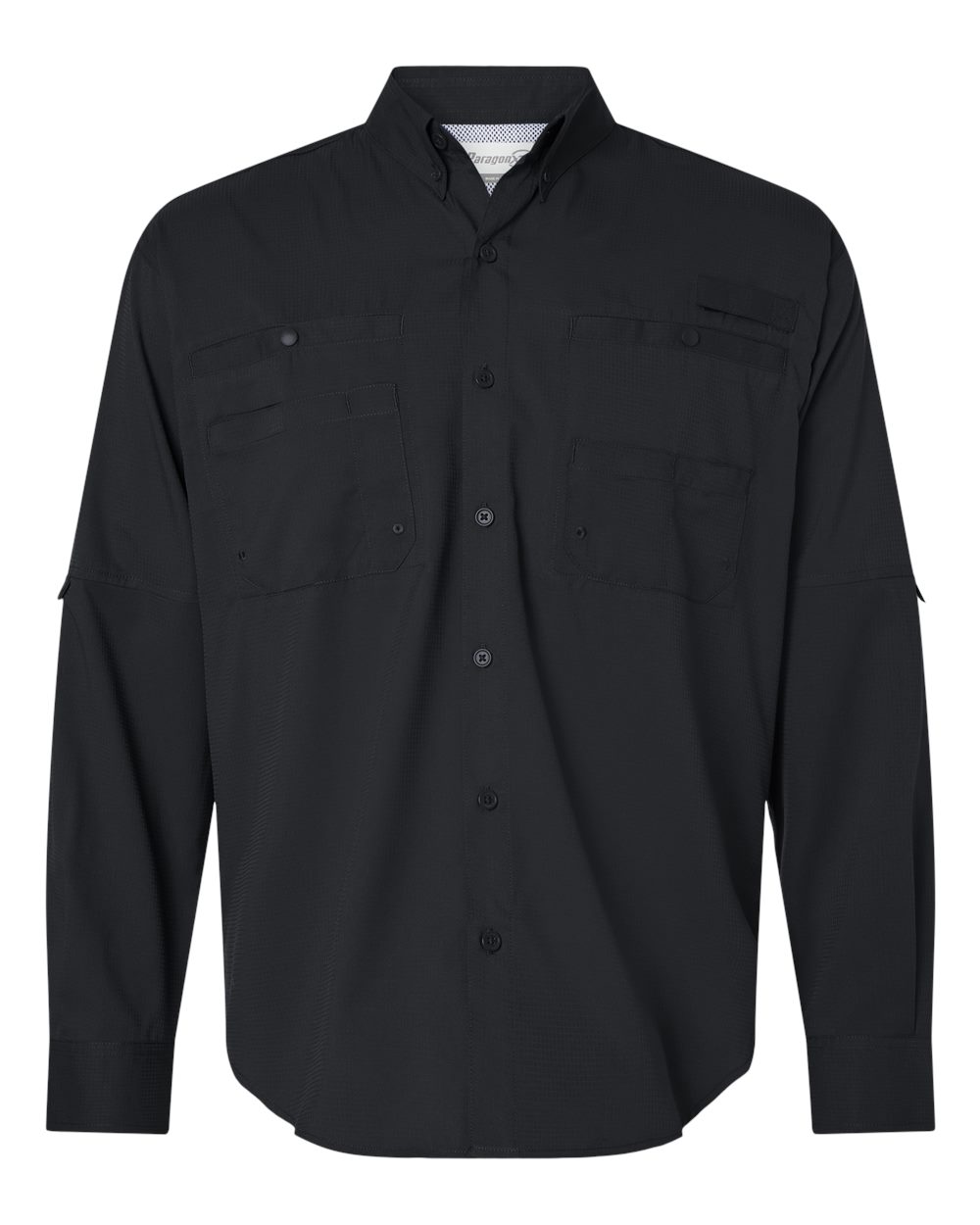 Front View of Black Kitty Hawk Performance Long Sleeve Fishing Shirt - 702