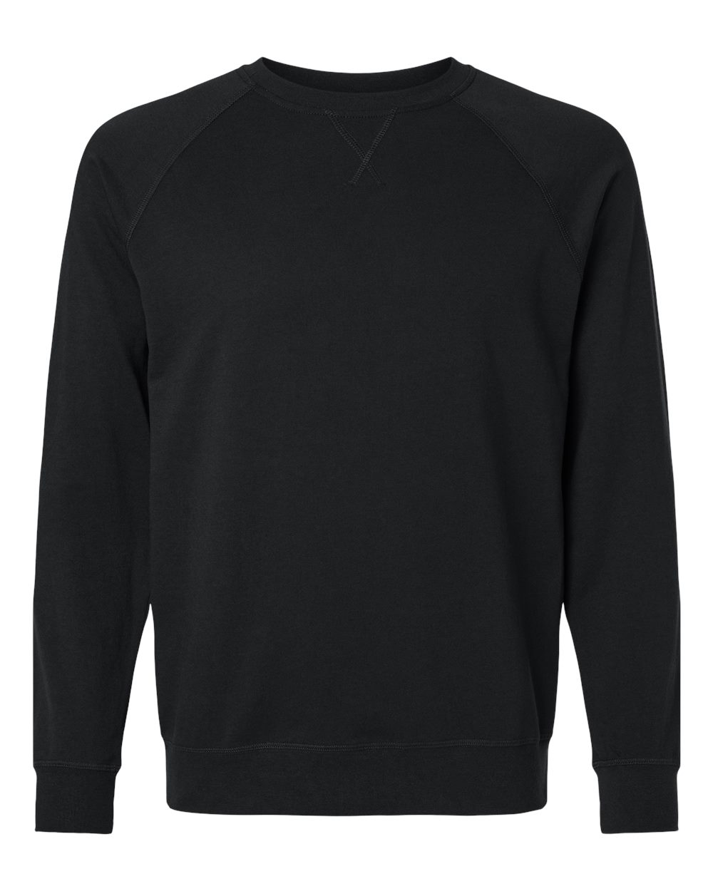 Front View of Black Laguna Raglan Crewneck Sweatshirt - 9000