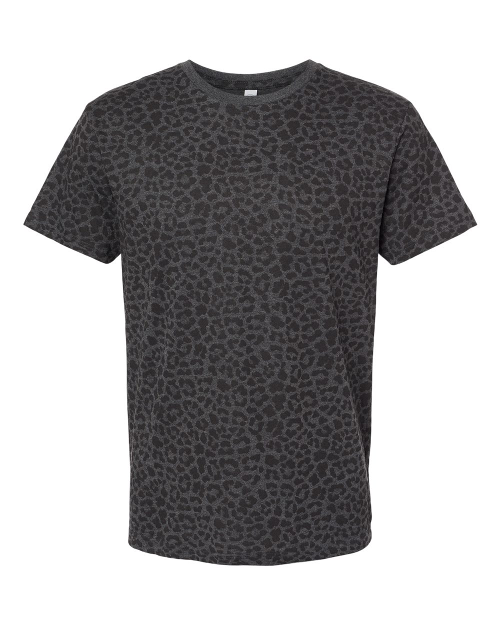 Front View of Black Leopard Fine Jersey Tee - 6901